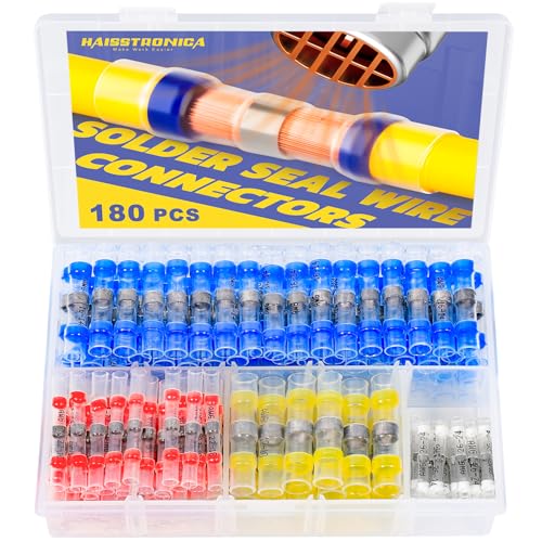 haisstronica 180-teiliges Lötverbinder-Set, wasserdichtes Lötverbinder-Set, Schrumpfstoßverbinder für Marine, Wasserfahrzeuge, Elektrik, Elektronik, Flugzeuge, Boote, LKWs haisstronica 180-teiliges Lötverbinder-Set, wasserdichtes Lötverbinder-Set, Schrumpfstoßverbinder für Marine, Wasserfahrzeuge, Elektrik, Elektronik, Flugzeuge, Boote, LKWs von haisstronica