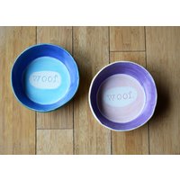 Großer Keramik Fress- Und Wassernapf Für Hunde - Woof Futter- Hundefutter Schüssel Bunte Individuelle Farben Möglich von hallesophiagifts