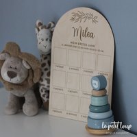 Meilensteintafel Aus Holz Für Das Erste Babyjahr I Fototafel Personalisiert Passend 12 Bilder von hallopetitloup