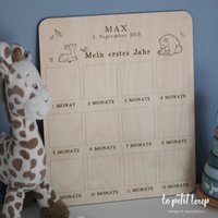 Meilensteintafel Aus Holz Für Das Erste Babyjahr I Platz 12 Bilder Erinnerungstafel Waldtiere Personalisiert von hallopetitloup