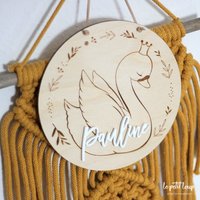 Namensschild "Schwan" Aus Holz Mit 3D Name/Kinderzimmer Dekoration Personalisiert Wunschname von hallopetitloup