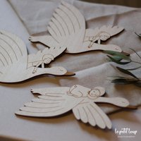 Wanddeko Gans Aus Holz I Gänsejunge Gänsemädchen Baby | Wandbild Holzvögel Kinderzimmer Holzgänse von hallopetitloup