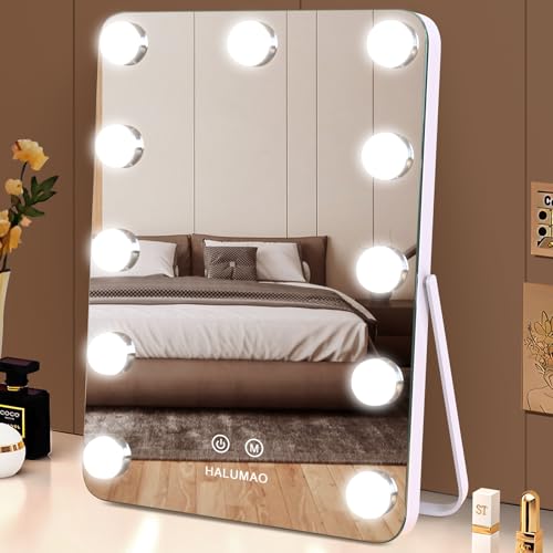 SchminkSpiegel mit Beleuchtung, Hollywood Spiegel mit 11 Lampen und 3 Farbtemperatur Licht, Makeup Spiegel mit smart Touch Steuerung SchminkSpiegel mit Beleuchtung, Hollywood Spiegel mit 11 Lampen und 3 Farbtemperatur Licht, Makeup Spiegel mit smart Touch Steuerung von halumao