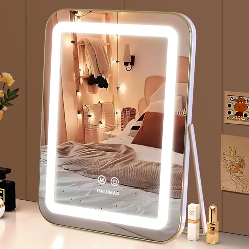 Schminkspiegel mit Beleuchtung, Hollywood Spiegel mit 3 Farbtemperatur Licht, Kosmetikspiegel mit smart Touch Steuerung Schminkspiegel mit Beleuchtung, Hollywood Spiegel mit 3 Farbtemperatur Licht, Kosmetikspiegel mit smart Touch Steuerung von halumao