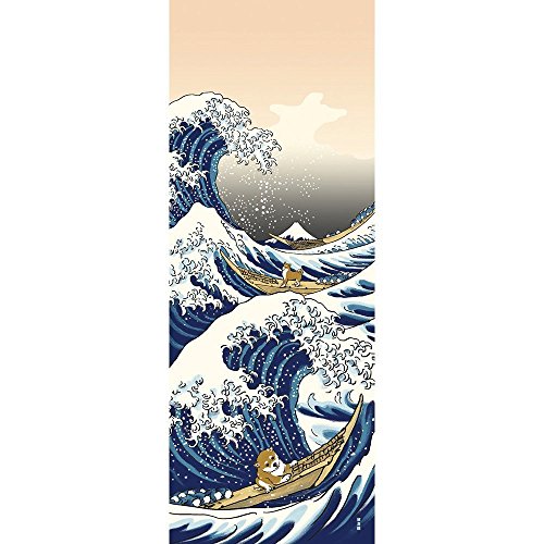 hamamonyo Handtuch Shiba Inu auf der großen Welle in Kanagawa Chusen Tenugui von hamamonyo