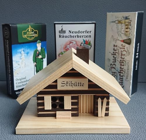 Räucherhaus Set - Skihütte inklusive 3 Päckchen erzgebirigsche Räucherkerzen - Feine Handarbeit aus dem Erzgebirge - inklusive Räucherkerzen Räucherhaus Set - Skihütte inklusive 3 Päckchen erzgebirigsche Räucherkerzen - Feine Handarbeit aus dem Erzgebirge - inklusive Räucherkerzen von hand.kunst.ERZ
