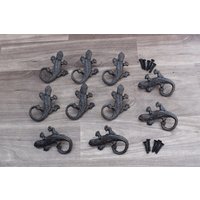Vintage Eidechsen Gecko Form Gusseisen Knäufe Schrank Schublade Türgriffe Ziehen Rustikale 10 Stück von handicraftschool