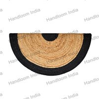 Beige & Schwarz Halbrunder Teppich Aus Naturfaser Für Willkommenstür 4 Fuß, Geflochtene Küchen-Fußmatten, Halbkreis-Treppenteppich von handloomindia