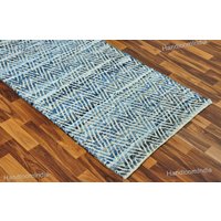 Waschbarer Teppichläufer, Denim Teppich Läufer Für Diele/Küche, Badteppich, Handgeflochtener Läufer, Esstisch von RugsTresor