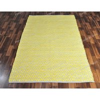 Gelber Teppich Mit Baumwolle 150x200, Geflochtener Für Wohnzimmer, Chindi Teppich von handloomindia