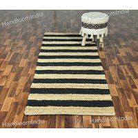 Schwarzer Und Natürlicher Jute-Flurteppich, 7 X 3 M, Boho-Wohnteppich 1 2, 5 Weicher Geflochtener Teppichläufer 2 M von RugsTresor