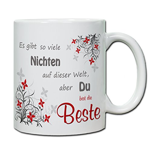 handmade-in-nb by ComProjekt Foto Tasse mit Spruch Beste Nichte Es gibt so viele Nichten 300ml weiß Hochglanz von handmade-in-nb by ComProjekt Foto