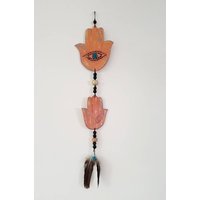 Handgefertigtes Evil Eye Hamsa Wandbehang Keramik Schutzamulett Für Haussegen & Glücksbringer von handmadebyfofo