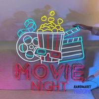 Filmnacht Neon Schild, Neonlicht, Led-Licht, Led-Schild, Kino-Theater-Raum-Wand-Dekor, Film Neonlicht von handmadetneonsign