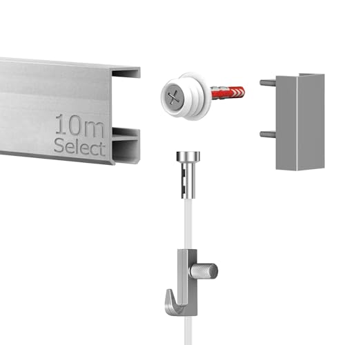 10 Meter Bilderschienen - Select - Komplett Set in Silber von Hang-it von hang-it