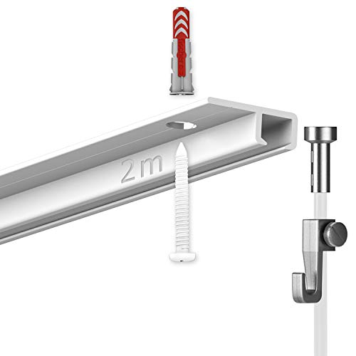 2 Meter Deckenschienen - Galerieschienen - Bilderschienen Komplett Set 1 x 2m von hang-it