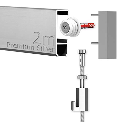 hang-it 2 Meter Premium Bilderschienen Galerieschienen - Komplett Set von hang-it