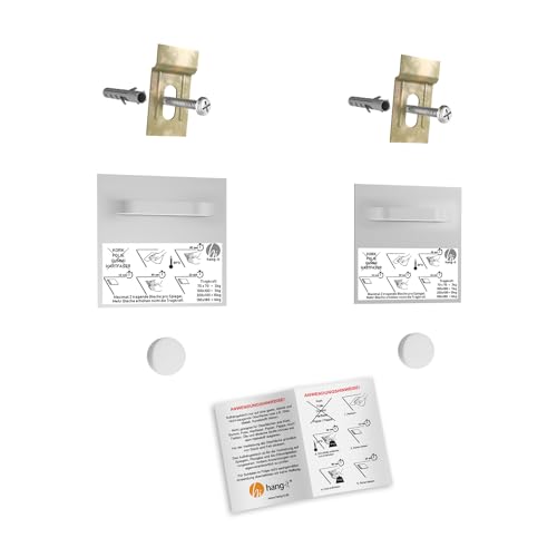 Spiegelbefestigung Set Wandmontage S - 2 Stück Spiegelbleche - 70x70 mm - Spiegelhalter und Wandaufhänger von Hang-it von hang-it