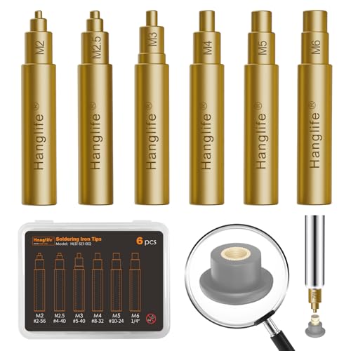 HANGLIFE Lötspitzen Einschmelzhilfe für Gewindeeinsätze/Einschmelzmuttern M2 M2.5 M3 M4 M5 M6, Lötkolben Spitzen Kompatibel mit 900M, T18, Weller ST Serie Lötspitzen - 3D Drucker Zubehör HANGLIFE Lötspitzen Einschmelzhilfe für Gewindeeinsätze/Einschmelzmuttern M2 M2.5 M3 M4 M5 M6, Lötkolben Spitzen Kompatibel mit 900M, T18, Weller ST Serie Lötspitzen - 3D Drucker Zubehör von Hanglife
