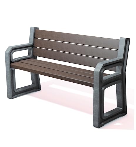 hanit® Ergonomische Seniorenbank TARLO mit Armlehnen und erhöhter Sitzfläche, 1,6m breit, grau-braun von hanit