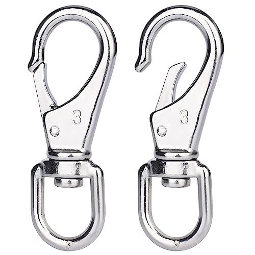 hannger Key Chain Swivel Karabinerhaken - 304 Edelstahl Keychain Clip 2-Pack 4,6" Swivel Clips - Heavy Duty Flag Pole Clips Swivel Haken für Geldbörsen Pet Chain Hundeleinen Vogelfutterhäuschen Boot von hannger