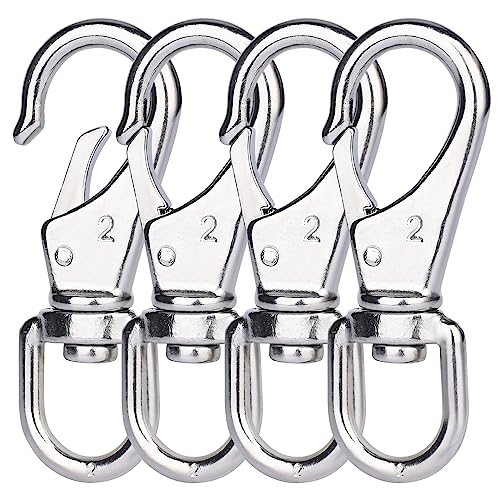 hannger Key Chain Swivel Karabinerhaken - 304 Edelstahl Keychain Clip 4-Pack 4" Swivel Clips - Heavy Duty Flag Pole Clips Swivel Haken für Geldbörsen Haustierkette Hundeleinen Vogelfutterautomat von hannger