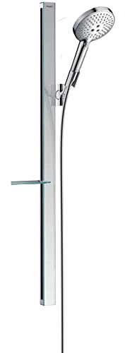 hansgrohe Duschsystem (Duschkopf, Schlauch, Duschstange, Raindance Select S 120 Regendusche 0,90m mit Ablage, 3 Strahlarten) Chrom von hansgrohe