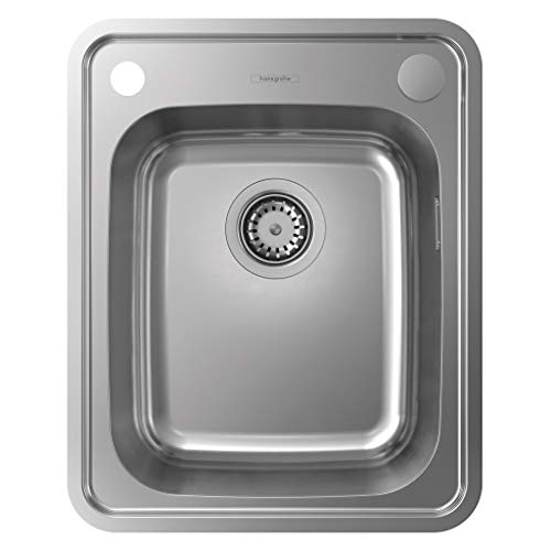 hansgrohe Küchenspüle mit vorgebohrten Hahnlöchern (Einbauspüle 340 x 400 mm) edelstahl, S412-F340 von hansgrohe