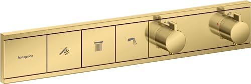 hansgrohe Unterputz Thermostat Dusche RainSelect, Duscharmatur für 3 Verbraucher, Polished Gold Optic von hansgrohe