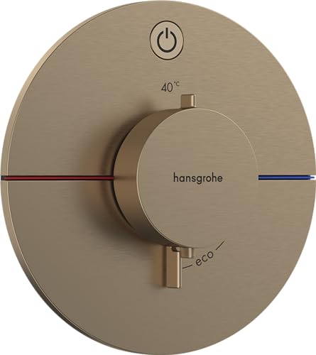 hansgrohe ShowerSelect Comfort S - Thermostat Unterputz, Armatur mit Sicherheitssperre (SafetyStop) bei 40° C, rundes Thermostat, Mischbatterie für 1 Verbraucher, Brushed Bronze von hansgrohe