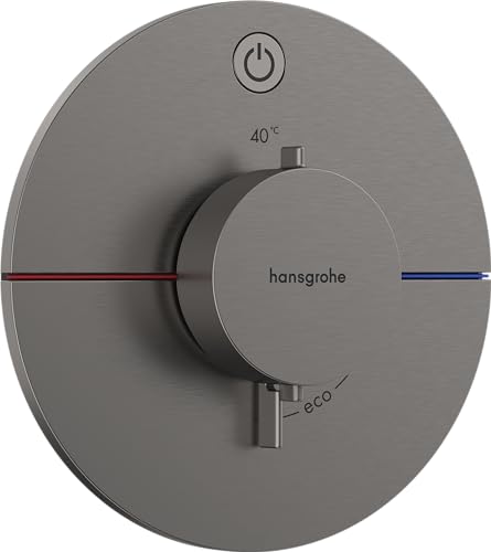 hansgrohe ShowerSelect Comfort S - Thermostat Unterputz, Armatur mit Sicherheitssperre (SafetyStop) bei 40° C, rundes Thermostat, Mischbatterie für 1 Verbraucher, Brushed Black Chrome von hansgrohe