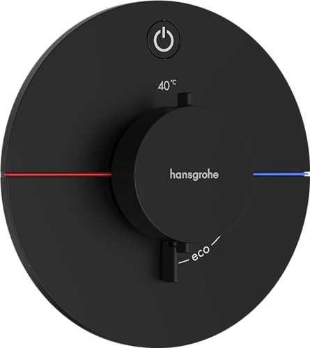 hansgrohe ShowerSelect Comfort S - Thermostat Unterputz, Armatur mit Sicherheitssperre (SafetyStop) bei 40° C, rundes Thermostat, Mischbatterie für 1 Verbraucher, Mattschwarz von hansgrohe