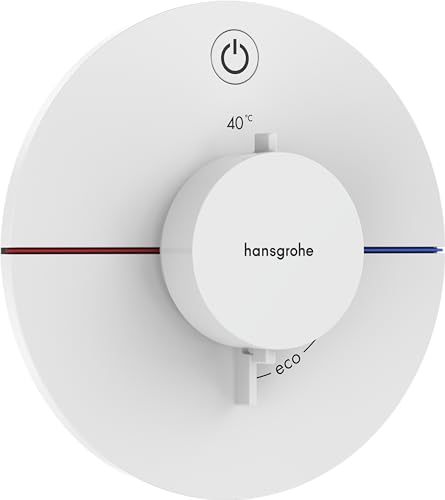 hansgrohe ShowerSelect Comfort S - Thermostat Unterputz, Armatur mit Sicherheitssperre (SafetyStop) bei 40° C, rundes Thermostat, Mischbatterie für 1 Verbraucher, Mattweiß von hansgrohe