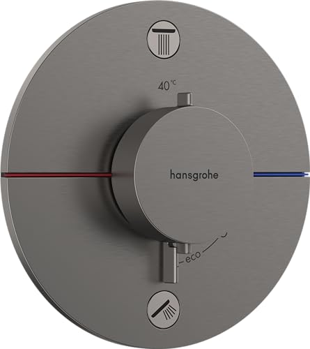 hansgrohe ShowerSelect Comfort S - Thermostat Unterputz, Armatur mit Sicherheitssperre (SafetyStop) bei 40° C, rundes Thermostat, Mischbatterie für 2 Verbraucher, Brushed Black Chrome von hansgrohe