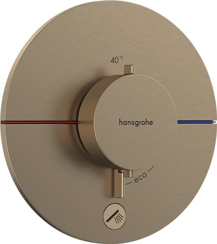 hansgrohe ShowerSelect Comfort S - Thermostat Unterputz mit zusätzlichem Abgang, Armatur mit Sicherheitssperre (SafetyStop) 40°C, rundes Thermostat, Mischbatterie, 1 Verbraucher, Brushed Bronze von hansgrohe