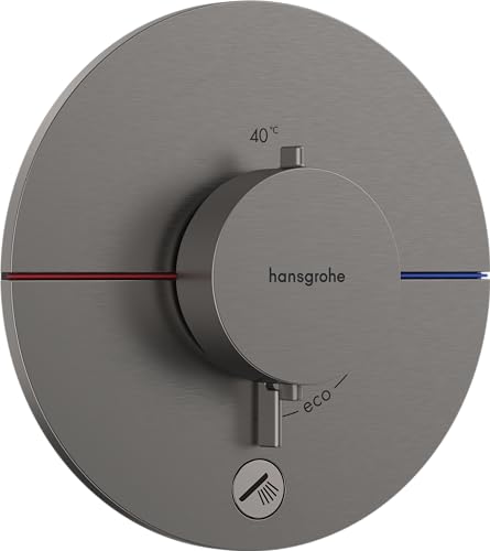 hansgrohe ShowerSelect Comfort S - Thermostat Unterputz mit zusätzlichem Abgang, Armatur mit Sicherheitssperre (SafetyStop) 40° C, rundes Thermostat, Mischbatterie, 1 Verbraucher, Brushed Black Chrome von hansgrohe
