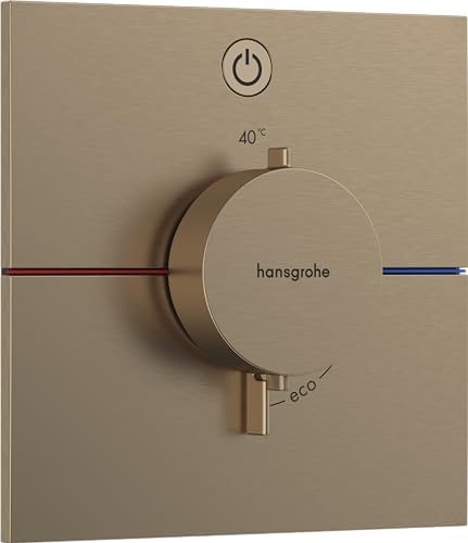 hansgrohe ShowerSelect Comfort E - Thermostat Unterputz, Armatur mit Sicherheitssperre (SafetyStop) bei 40° C, eckiges Thermostat, Mischbatterie für 1 Verbraucher, Brushed Bronze von hansgrohe