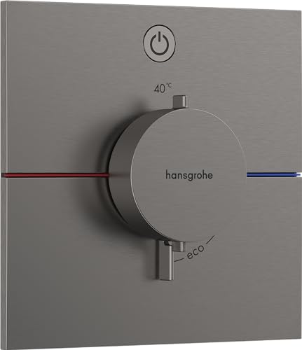 hansgrohe ShowerSelect Comfort E - Thermostat Unterputz, Armatur mit Sicherheitssperre (SafetyStop) bei 40° C, eckiges Thermostat, Mischbatterie für 1 Verbraucher, Brushed Black Chrome von hansgrohe