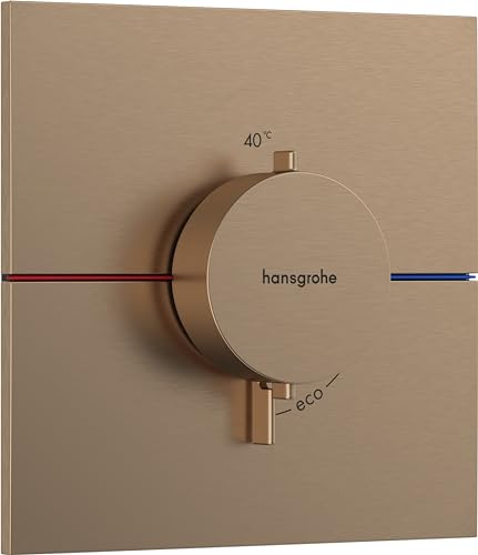 hansgrohe ShowerSelect Comfort E - Thermostat Unterputz, Armatur mit Sicherheitssperre (SafetyStop) bei 40° C, eckiges Thermostat, Mischbatterie für 3 Verbraucher, Brushed Bronze von hansgrohe