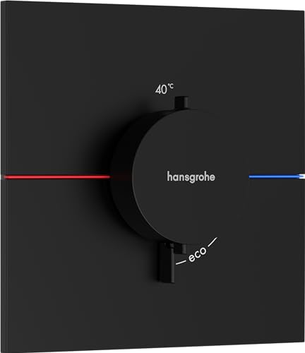 hansgrohe ShowerSelect Comfort E - Thermostat Unterputz, Armatur mit Sicherheitssperre (SafetyStop) bei 40° C, eckiges Thermostat, Mischbatterie für 3 Verbraucher, Mattschwarz von hansgrohe