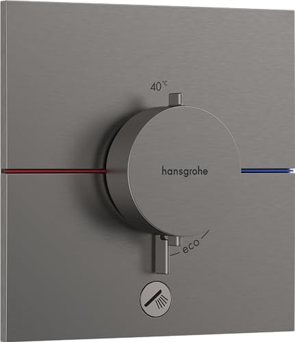 hansgrohe ShowerSelect Comfort E - Thermostat Unterputz mit zusätzlichem Abgang, Armatur mit Sicherheitssperre (SafetyStop) 40°C, eckiges Thermostat, Mischbatterie, 1 Verbraucher, Brushed Black Chrome von hansgrohe