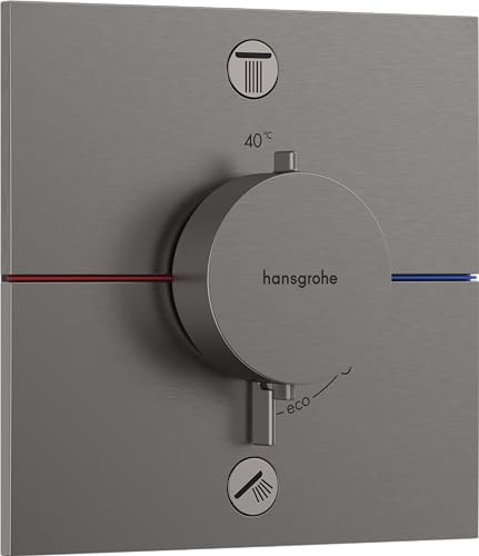 hansgrohe ShowerSelect Comfort E - Thermostat Unterputz mit Sicherungskombination, Armatur mit Sicherheitssperre (SafetyStop) 40°C, eckiges Thermostat, 2 Verbraucher, Brushed Black Chrome von hansgrohe
