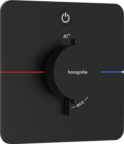 hansgrohe ShowerSelect Comfort Q - Thermostat Unterputz, Armatur mit Sicherheitssperre (SafetyStop) bei 40° C, Thermostat, Mischbatterie für 1 Verbraucher, Mattschwarz von hansgrohe