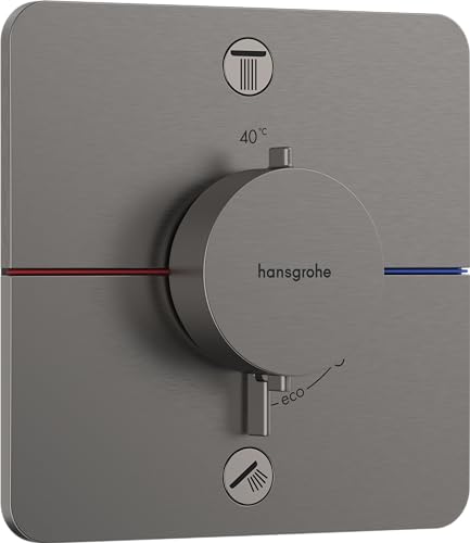 hansgrohe ShowerSelect Comfort Q - Thermostat Unterputz, Armatur mit Sicherheitssperre (SafetyStop) bei 40° C, Thermostat, Mischbatterie für 2 Verbraucher, Brushed Black Chrome von hansgrohe