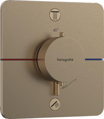 hansgrohe ShowerSelect Comfort Q - Thermostat Unterputz mit Sicherungskombination, Armatur mit Sicherheitssperre (SafetyStop) bei 40° C, Thermostat, Mischbatterie für 2 Verbraucher, Brushed Bronze von hansgrohe