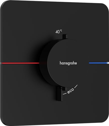 hansgrohe ShowerSelect Comfort Q - Thermostat Unterputz, Armatur mit Sicherheitssperre (SafetyStop) bei 40° C, Thermostat, Mischbatterie für 3 Verbraucher, Mattschwarz von hansgrohe