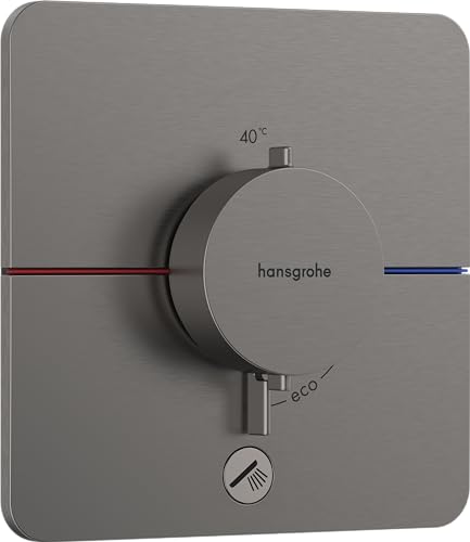 hansgrohe ShowerSelect Comfort Q - Thermostat Unterputz mit zusätzlichem Abgang, Armatur mit Sicherheitssperre (SafetyStop) bei 40° C, Thermostat, Mischbatterie für 1 Verbraucher, Brushed Black Chrome von hansgrohe