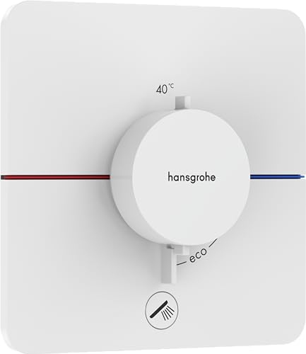 hansgrohe ShowerSelect Comfort Q - Thermostat Unterputz mit zusätzlichem Abgang, Armatur mit Sicherheitssperre (SafetyStop) bei 40° C, Thermostat, Mischbatterie für 1 Verbraucher, Mattweiß von hansgrohe