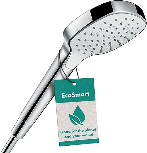 hansgrohe 26815400 Duschkopf Croma E, Duschbrause wassersparend, 1 Strahlart, Antikalk-Funktion, Weiß/Chrom Handbrause von hansgrohe