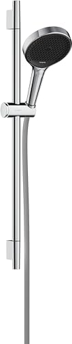 hansgrohe Rainfinity - wassersparendes Duschset (EcoSmart), Sparduschkopf, Brausestange 65cm, Halterung, Designflex Brauseschlauch 160cm, Duschbrause mit 3 Strahlarten, runde Kopfbrause, Chrom von hansgrohe